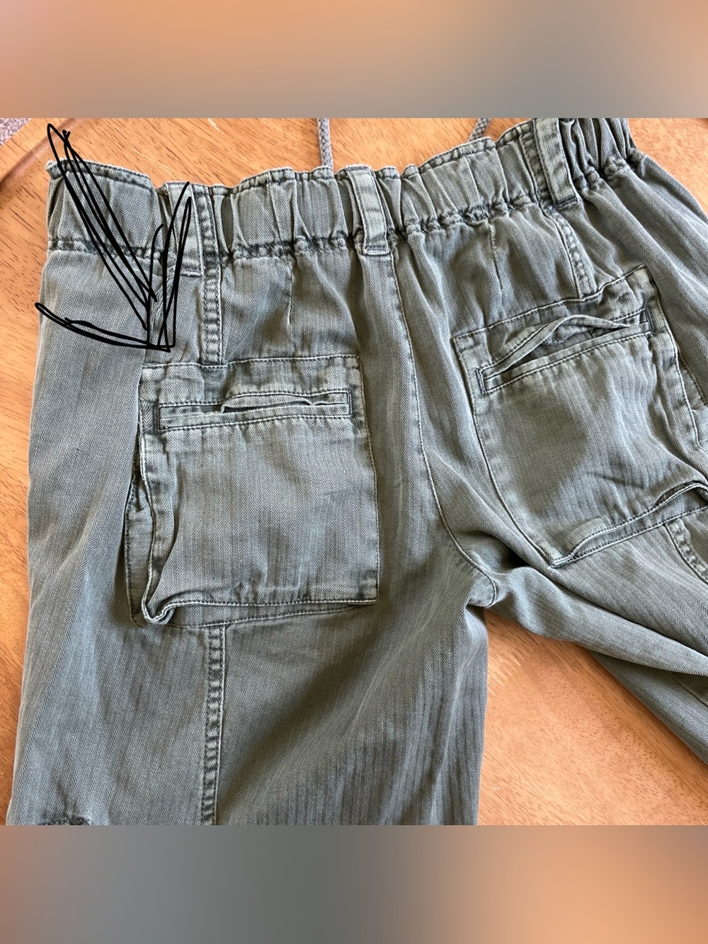 Free People Olive Green Utility Cargo low rise Pants XS cotton - Picture 9 of 11